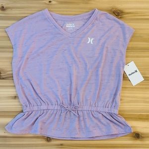 NEW Hurley Lavender Tie Front Tee Shirt Big Girls size XLarge 13-15 years NWT